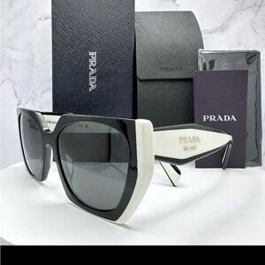 Prada Black and White SPR 15W Women Sunglasses